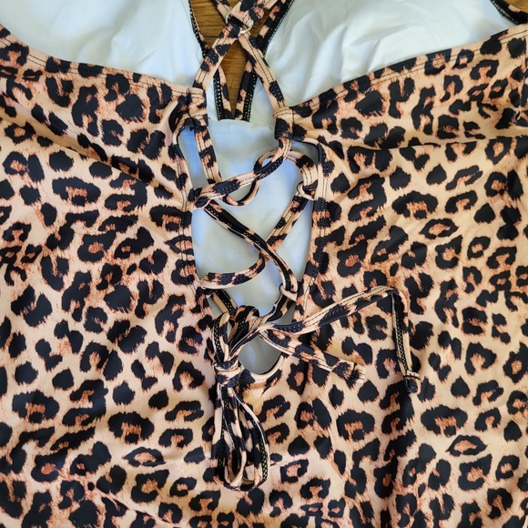 Women 2XL XXL Animal Print One Piece Tie Back Swimsuit Swimwear - Picture 5 of 7